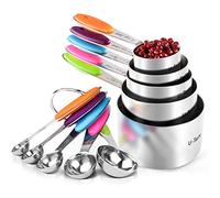 U-Taste Lot de 10 tasses et cuillères à mesurer en acier inoxydable 18/8, poignée d'épaisseur améliorée (couleur)
