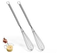 U-Taste Lot de 2 mini fouets de cuisine en acier inoxydable Argenté 20,5 cm | Cuisson et cuisson, petit fouet en métal pour mélanger la pâte, fouetter les blancs d'œufs, le beurre, la crème, les œufs