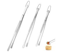 U-Taste Lot de 3 pinces de cuisine en acier inoxydable 18/8 avec soudure sans soudure, pince flexible et antidérapante pour servir, griller, rôtir, décorer, dresser (pointe ronde)