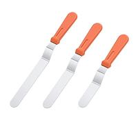 U-Taste Spatule Coudee Patisserie Lot de 3, Glaçage Gâteaux Spatule Décalée en Acier Inoxydable 18/0 avec Poignée en Plastique PP, Lame de 15 cm/20 cm/25 cm (Orange)