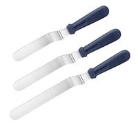U-Taste Spatule Coudee Patisserie Lot de 3, Glaçage Gâteaux Spatule Décalée en Acier Inoxydable 18/0 avec Poignée en Plastique PP, Lame de 15 cm/20 cm/25 cm (Bleu nuit)