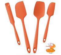 U-Taste Spatule en silicone : racloir de cuisson de qualité alimentaire résistant à la chaleur jusqu’à 315°C avec bord flexible pour la cuisson et les ustensiles antiadhésifs (4 pièces，Orange)