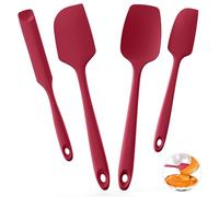 U-Taste Spatule en silicone : racloir de cuisson de qualité alimentaire résistant à la chaleur jusqu’à 315°C avec bord flexible pour la cuisson et les ustensiles antiadhésifs (4 pièces，Rouge)