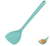 U-Taste Spátule silicone extra-longue pour wok : résistante à 315℃, anti-adhésif, large tête, bords incurvés. Ustensile solide sans couture, idéal pour sauter, retourner, griller (Ciel Aquatique)