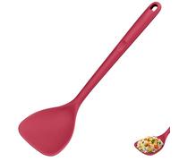 U-Taste Spátule Silicone Longue pour Wok, Résistant à 315℃, Rouge | anti-adhésif, large tête, bords incurvés. Ustensile solide sans couture, idéal pour sauter, retourner, griller