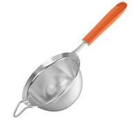 U-Taste Tamis à mailles fines: Passoire de cuisine en acier inoxydable 18/8 de 12 cm avec poignée rivetée en silicone robuste pour tamiser la farine, égoutter le thé, le riz, le quinoa (Orange)