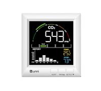 U UNNI Compteur de CO2, 5 niveaux de concentration de CO2 et recommandations de ventilation, fonctionnement USB et batterie avec 3 niveaux de luminosité et alarme