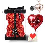U UQUI Ours en Rose pour Elle, Anniversaire de Mariage « I Love You » - Cadeaux romantiques pour Elle - Cadeau de Demande en Mariage et décorations - Ours en Peluche Rose avec boîte Lumineuse -