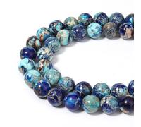 U10-AC3571 Lot de 35 perles rondes en jaspe impérial bleu naturel mélangé de 10 mm pour la fabrication de bijoux, bracelets et colliers