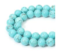 U10-AC3604 Lot de 35 perles rondes en turquoise naturelle bleue de 10 mm pour la fabrication de bijoux, bracelets et colliers