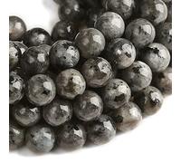 U10-KD1730 Lot de 120 pierres précieuses naturelles en labradorite larvikite de 8 mm pour la fabrication de bijoux avec cordon élastique en cristal