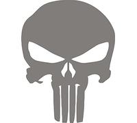 U24 Autocollant pour voiture - Motif tête de Punisher - Gris - Contours découpés