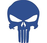 U24 Autocollant pour voiture - Motif tête punisher - Bleu - 20 x 26 cm - Contours découpés