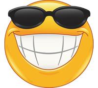 U24 Autocollant pour voiture Smily souriant avec lunettes de soleil - 30 x 30 cm - Contours découpés