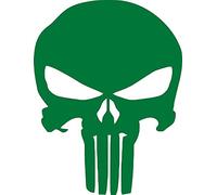 U24 Autocollant pour voiture - Tête de Punisher - Vert - 20 x 26 cm - Contours découpés