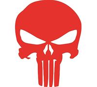 U24 Autocollant tête punisher rouge pour voiture - 20 x 26 cm - Contours découpés