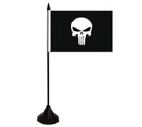 U24 Drapeau de table - Tête de Punisher - Blanc - Noir - 10 x 15 cm