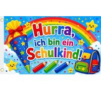 U24 Drapeau Hurra Ich bin ein Schulkind - 90 x 150 cm