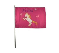 U24 Drapeau licorne - Motif n° 2 - Avec nom au choix - 30 x 45 cm