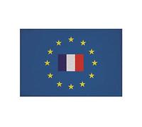 U24 Écusson drapeau de l'Europe avec drapeau de la France - Thermocollant - 9 x 6 cm