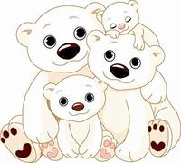 U24 Set Famille Ours Ours Polaire Sticker Autocollant pour voiture