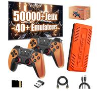 U36 Console de Jeu Rétro 4K, Console de Jeux Vidéo Rétro avec 50000+ Jeux 40 Émulateur, Jeu TV Plug and Play avec 2 Manettes Sans Fil Alimentées par Batterie 2.4G, Recherche/Sauvegarde (Orange,128 Go)