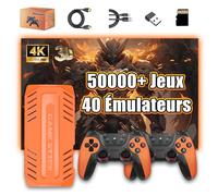 U36 Console de Jeux Retro avec Double poignée Rechargeable,50000 Jeux 40+ émulateurs Console retrogaming,Retro Game Stick 4K HD,S905X4,Plug and Play Consoles Retro pour TV (Orange-128Go)