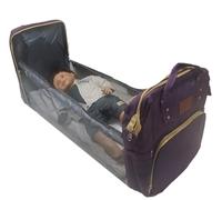 u3a Berceau portatif Pliable avec Matelas, Sac à Langer bébé, Sac à Dos Sangles de Poussette Sac de Voyage Multifonctionnel Imperméable (Violette)