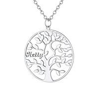 U7 A Ma Mamie Collier Arbre Généalogique Prenom Femme Pendentif Arbre de Vie Prénom de Famille Acier Inoxydable Bijoux Cadeau Original Fête des Mères