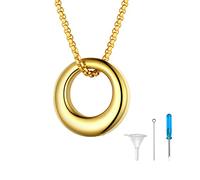U7 Ashes Bijoux pour hommes femmes Gold Circle Ash Pendentif Collier souvenir de crémation