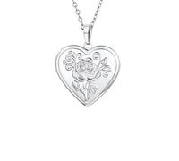 U7 Bijoux Collier Fête des Mères Médaille Coeur pour Femme Porte Photo Pendentif Médaillon Coeur Prénom Gravure Motif Rose avec Chaîne Fine Réglable