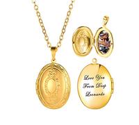 U7 Bijoux Collier Personnalisé Photo Texte pour femme Chaîne Pendentif Médaillon Or Photo Locket Ouverte Bijou Porte Photo pour Fille