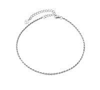 U7 Bracelet de Pied Argent 925/1000 Gourmette de Cheville Femme Chaîne Maille Corde Fine 1.6mm de Large