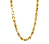 U7 Chaîne Corde Homme Plaqué Or 55cm Collier à Maillon 9mm Large Hip Hop Style Rapper Chain
