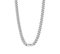 U7 Chaîne Maille pour Homme Personnalisé Prénom 45cm Collier Homme Acier Inoxydable Chain à Maille avec Prénom Gravé 5 mm Bijou Garçon Tendance Hip Hop