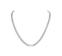 U7 Chaîne Maille pour Homme Personnalisé Prénom 60+5cm Collier Homme Acier Inoxydable Chain à Maille avec Prénom Gravé 5 mm Bijou Garçon Tendance Hip Hop