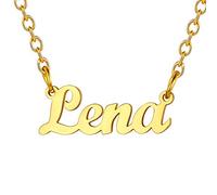 U7 Chaîne Prénom Lena Plaqué Or Collier Femme Doré Rolo Chain Ajustable 45cm/1.5mm Name Necklace