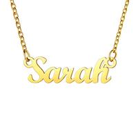 U7 Chaîne Prénom Sarah Plaqué Or Collier Femme Doré Rolo Chain Ajustable 45cm/1.5mm Name Necklace