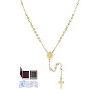 U7 Chapelet Catholique Doré Collier pour Femme Chapelet Rosaire Saint Vierge Marie Crucifix Croix Pendentif Acier Inoxydable