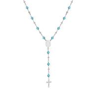 U7 Chapelet personnalisé pour homme et femme avec photo et texte, chapelet personnalisé en acier inoxydable avec croix catholique en Y, cadeau commémoratif chrétien