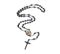 U7 Chapelet personnalisé pour homme et femme avec photo et texte, chapelet personnalisé en acier inoxydable avec croix catholique en Y, cadeau commémoratif chrétien