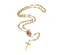 U7 Chapelet personnalisé pour homme et femme avec photo et texte, chapelet personnalisé en acier inoxydable avec croix catholique en Y, cadeau commémoratif chrétien