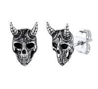 U7 Clous d'Oreilles Homme Satanique Acier Inoxydable Tête de Bouc Forme Gothique Style