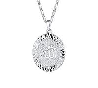 U7 Colier Femme Pendentif Médaillon Allah Plaqué Or Blanc Bijou Religieux Fille