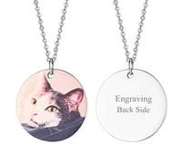 U7 Collier avec Photo Personnalisable Doré Acier Inoxydable Pendentif Médaillon Texte Gravé pour Lui Elle