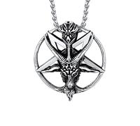 U7 Collier Baphomet Homme Acier Inoxydable Pendentif Pentacle Inversé Satanique Protection
