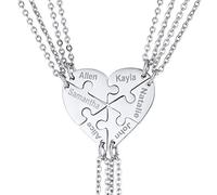 U7 Collier Coeur Séparable Amitié Personnalisé Pendentif Puzzle 6 Pièces Chaîne Réglable Acier Inoxydable Bijou Tendance pour Couple Friends Cadeau Fêtes Anniversaire