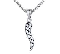 U7 Collier Corne Italinne Rayé Argent pour Homme Chaîne Pendentif Amulette Protection