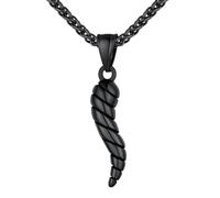U7 Collier Corne Italinne Rayé Noir pour Homme Chaîne Pendentif Amulette Protection