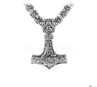 U7 Collier d'acier géant Thor King - Collier Viking Collier d'argent Thor Hammer King's Link